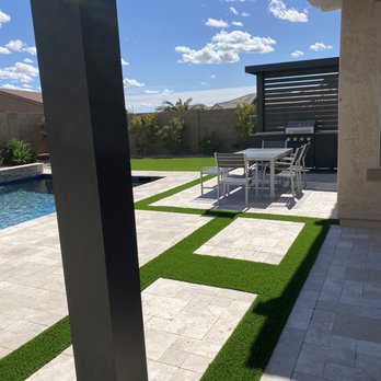 Modern Valley Patio - Artificial grass with stepping stones came out amazing - Patio Coverings Near Me Modern Valley Patio - Artificial grass with stepping stones came out amazing - Patio Coverings Near Me