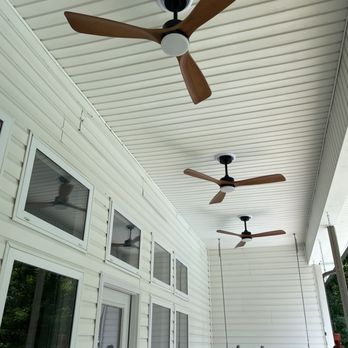 Marsh Handyman Services - After: Dated porch lights replaced with new modern outdoor ceiling fans.  Perfect for summer time! - Handyman Near Me