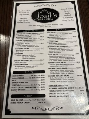 Menu photo 2 Josif’s Bar & Grill North Collins, NY Menu photo 2 Josif’s Bar & Grill North Collins, NY