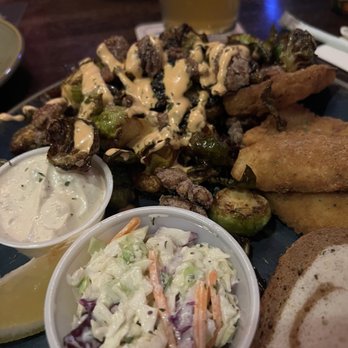 Swingin' Door Exchange - Blue Fridays - Fish Fry with blue fill, Brussels Sprouts, - New American Near Me - Milwaukee, Wisconsin