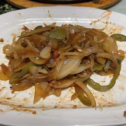 Casa Leon - All the onions and peppers I took out of the fajitas.