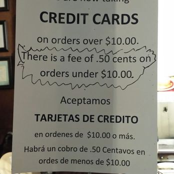 Fiesta Taco - U can use your credit card if your order is more than $10.00.  Otherwise,  it occurs a .50 cent fee. - Tacos Near Me - Pleasanton, California