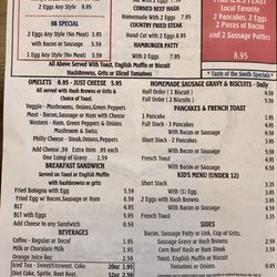 Taste Of The South - Breakfast menu.