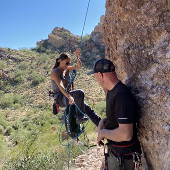 Arizona Mountain Guides - Practicing safety skills - Rock Climbing Near Me - Mesa, Arizona
