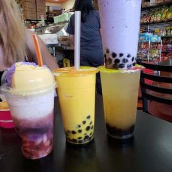 Manila Express - From left for right: Halo-Halo, Forget Me Not, Lychee juice, and taro (on top) - Juice Bars & Smoothies Near Me - Stockton, California Manila Express - From left for right: Halo-Halo, Forget Me Not, Lychee juice, and taro (on top) - Juice Bars & Smoothies Near Me - Stockton, California