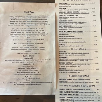 Southern Social - Drink menu - Southern Near Me - Eagan, Minnesota
