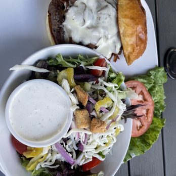 Fernweh Distilling Co. - Mushroom burger and delicious side salad - Distilleries Near Me - Hermann, Missouri Fernweh Distilling Co. - Mushroom burger and delicious side salad - Distilleries Near Me - Hermann, Missouri
