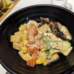 Yahao Asian Cuisine - Custom poke bowl - too much dressing, needs more rice but great selection of toppings