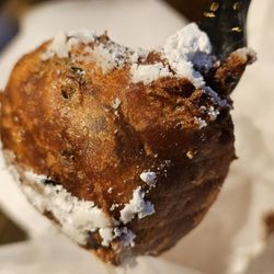 Jack Brown's Beer & Burger Joint - Roanoke - Close-up of a black plastic fork holding a fried Oreo.