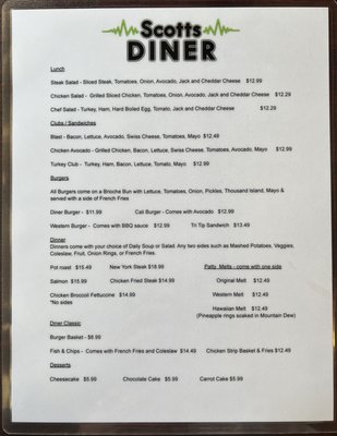 Menu photo 5 Scotts Diner Merced, CA
