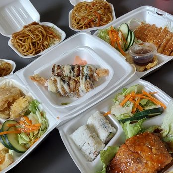 Teriyaki House - Bento boxes: Tofu teriyaki, salmon teriyaki, chicken katsu and  a side order of dragonroll. $48 - Japanese Near Me - Los Banos, California