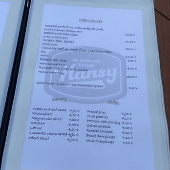 Gasthaus Hansy - Menu - Austrian Near Me - Vienna, 9 Gasthaus Hansy - Menu - Austrian Near Me - Vienna, 9
