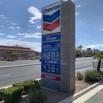 Chevron - a gas station sign on the side of the road - Gas Stations Near Me - Henderson, Nevada