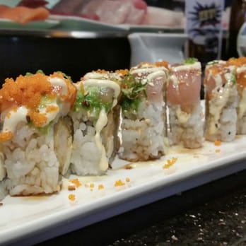 Sushi Hook - Crispy shrimp tempura roll with tuna avocado and tobiko on top. Can't complain! - Sushi Bars Near Me - Sacramento, California Sushi Hook - Crispy shrimp tempura roll with tuna avocado and tobiko on top. Can't complain! - Sushi Bars Near Me - Sacramento, California