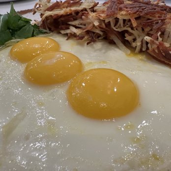 Birdies Breakfast Club - My 3 eggs - Sunny Side up with extra crispy hash browns and some Aragula for the palate ! - Breakfast & Brunch Near Me - Frisco, Texas Birdies Breakfast Club - My 3 eggs - Sunny Side up with extra crispy hash browns and some Aragula for the palate ! - Breakfast & Brunch Near Me - Frisco, Texas