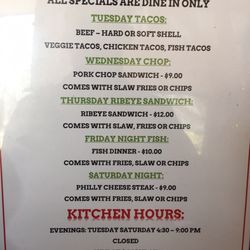 Chile Pepper Grill and Bar - Nightly Specials-Menu