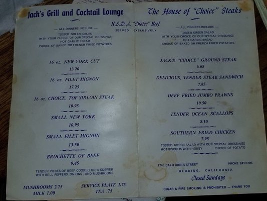 Menu photo 5 Jack's Grill Redding, CA