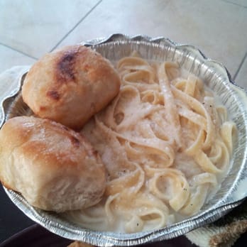 Basani's Pizzeria Trattoria - Pasta Alfredo with two garlic rolls. Comes with chicken Francese dinner - Italian Near Me - Miami, Florida Basani's Pizzeria Trattoria - Pasta Alfredo with two garlic rolls. Comes with chicken Francese dinner - Italian Near Me - Miami, Florida