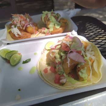 Taco Fish - Fish taco (front), shrimp tacos (back) - Seafood Near Me - Tucson, Arizona