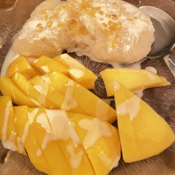 S T Noodle Bar - Sticky rice with mango for dessert - Thai Near Me - Long Beach, California S T Noodle Bar - Sticky rice with mango for dessert - Thai Near Me - Long Beach, California
