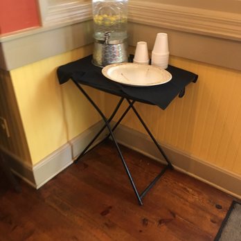 Another Broken Egg Cafe - Empty mini muffin plate and lemon water - Cafes Near Me - Atlanta, Georgia