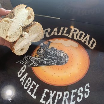 Railroad Bagel Express - Everything Bagel w/ Cream Cheese - Bagels Near Me - Babylon, New York