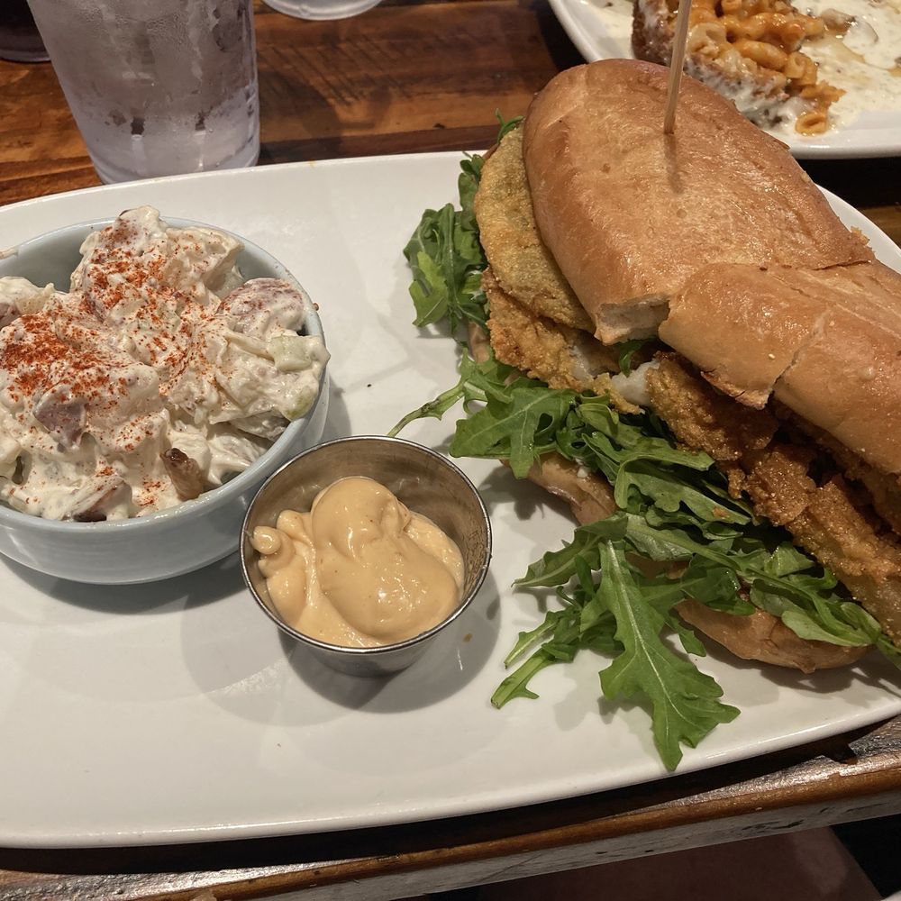 FolkArt - Flounder sandwich with smoked potato salad as the side - Breakfast & Brunch Near Me - Atlanta, Georgia