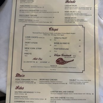 The Remy - Dinner menu - Steakhouses Near Me - San Diego, California The Remy - Dinner menu - Steakhouses Near Me - San Diego, California
