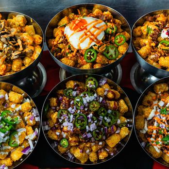 Nosh:Food lab - All 6 of our Tot'cho options. - Food Trucks Near Me - Bentonville, Arkansas Nosh:Food lab - All 6 of our Tot'cho options. - Food Trucks Near Me - Bentonville, Arkansas