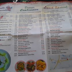 Jin Zhou Gardens - Partial menu with specials reasonably priced