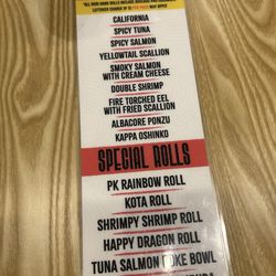 PK Shabu & Grill - Sushi menu