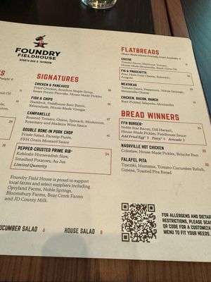 Menu photo 1 Foundry Fieldhouse Nashville, TN Menu photo 1 Foundry Fieldhouse Nashville, TN