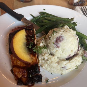 Juniper on Main - I got the Peach Glazed Salmon and Lemon Raspberry Cake. Not pictured: Fried Green Tomatoes & Flight of Deviled Eggs. - Southern Near Me - Carmel, Indiana
