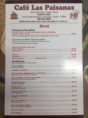 Menu photo 2 Cafe Las Paisanas Miami, FL