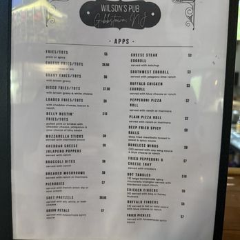 Wilson's Pub - Menu - Sports Bars Near Me - Gibbstown, New Jersey