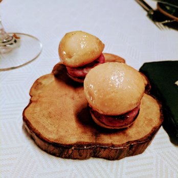 Aquavit - Potato fun with swedish sausage. It was a bite size but flavorful - Scandinavian Near Me - New York, New York