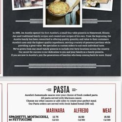 Aurelio's Pizza - Aurelio's menu