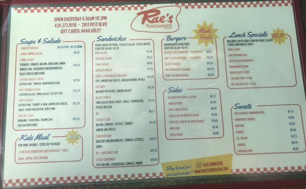 Menu photo 7 Rae's Restaurant Santa Monica, CA Menu photo 7 Rae's Restaurant Santa Monica, CA