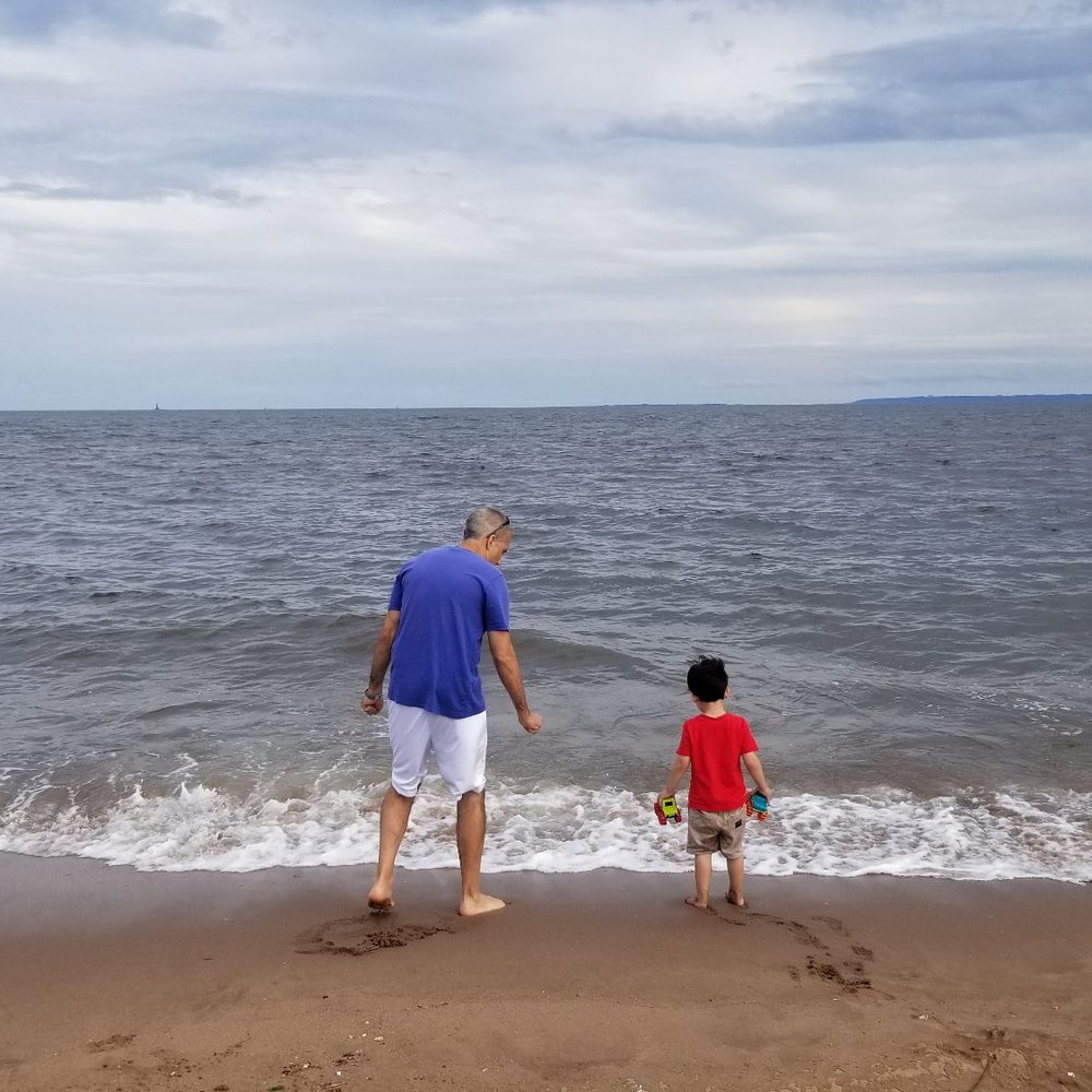 Father son discovering Midland Beach for the first time. Father son discovering Midland Beach for the first time.