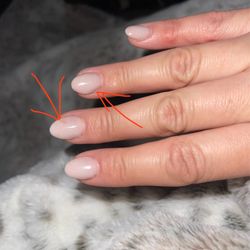 Jl Nails & Spa - Missing acrylic on ring finger and spots on middle finger