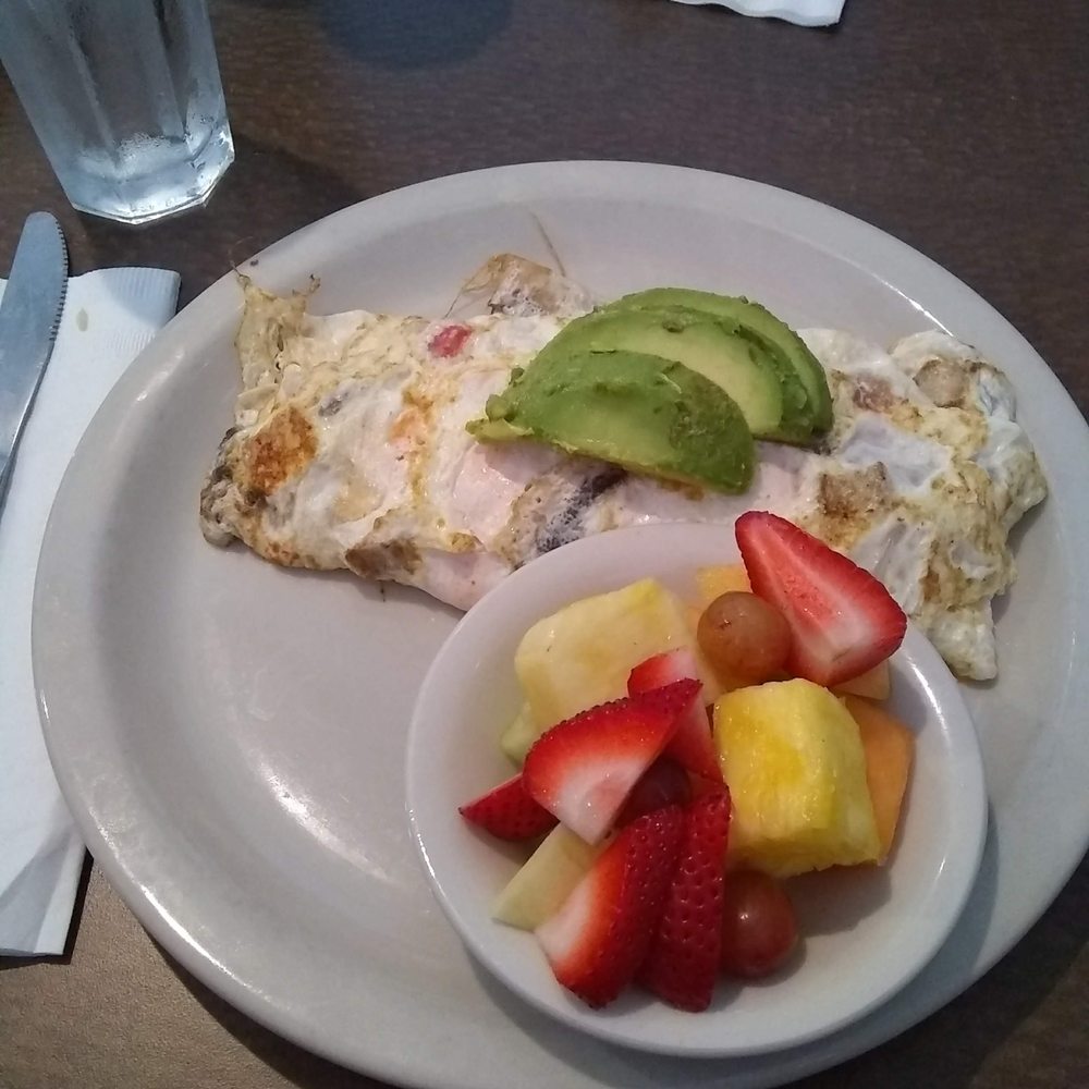 Bill's Cafe - Egg white omelette with avocado and fresh fruit. Cooked just right and pretty filling. - Breakfast & Brunch Near Me - San Jose, California