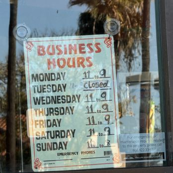 Hong Kong Express - Business hours posted out front as of 1/2024 - Chinese Near Me - Murrieta, California