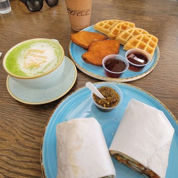 Wild Oak Cafe - Matcha latte, egg white burrito, chicken and waffles and chocolate dream smoothie - Cafes Near Me - Glendale, California Wild Oak Cafe - Matcha latte, egg white burrito, chicken and waffles and chocolate dream smoothie - Cafes Near Me - Glendale, California