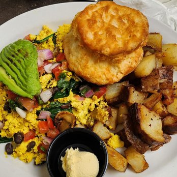 Hob-Nob Restaurant & Lounge - Vegan scrambled with a biscuit (the biscuit isn't vegan made of buttermilk) - Breakfast & Brunch Near Me - Tacoma, Washington Hob-Nob Restaurant & Lounge - Vegan scrambled with a biscuit (the biscuit isn't vegan made of buttermilk) - Breakfast & Brunch Near Me - Tacoma, Washington