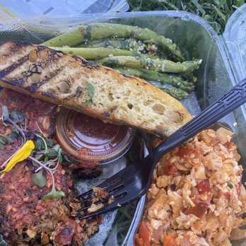 Urban Plates - Veggie Meatless Loaf Plate with choice of two sides (cauliflower and asparagus ) - New American Near Me - Dublin, California Urban Plates - Veggie Meatless Loaf Plate with choice of two sides (cauliflower and asparagus ) - New American Near Me - Dublin, California