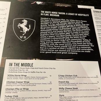 White Horse Tavern - Menu excerpt - American Near Me - Flint, Michigan White Horse Tavern - Menu excerpt - American Near Me - Flint, Michigan