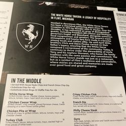 White Horse Tavern - Menu excerpt