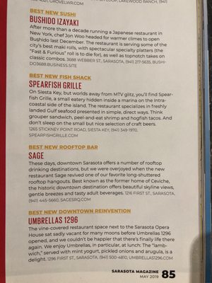 Menu photo 7 Bushido Sushi SRQ Sarasota, FL