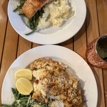 Pangea Tavern - Stuffed flounder and salmon - New American Near Me - Avon, North Carolina