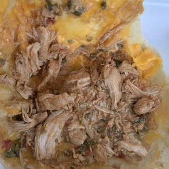 Cheese Quesadilla with chicken and green sauce.